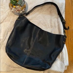 Black soft leather hobo bag